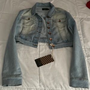 Long Sleeve Blue Jean Crop Jacket